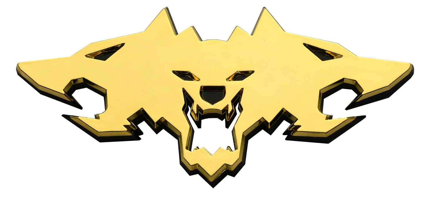 Wolf Pack Emblems 3D Logo Car Badge Side Rear Styling Decal Sticker Compatible with Tesla Cybertruck Cyberbeast Motorcycles (Golden)