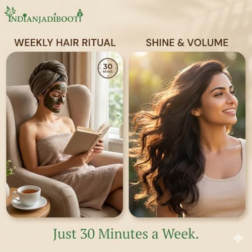Image of IndianJadiBooti 8-in-1 Herbal Hair Care Powder (450g) | Amla, Reetha, Shikakai, Bhringraj, Brahmi Mix | Complete DIY Hair Mask for Growth & Shine | (Natural Cleanser & Conditioner)