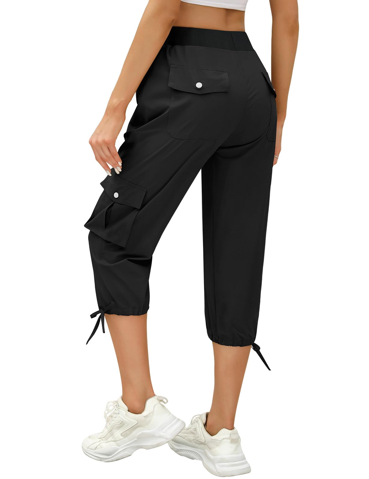 TOMEEK Spodnie dresowe damskie 3/4 Capri letnie spodnie na co dzień luźne spodnie sportowe damskie z kieszeniami i sznurkiem elastyczna talia joga jogging fitness
