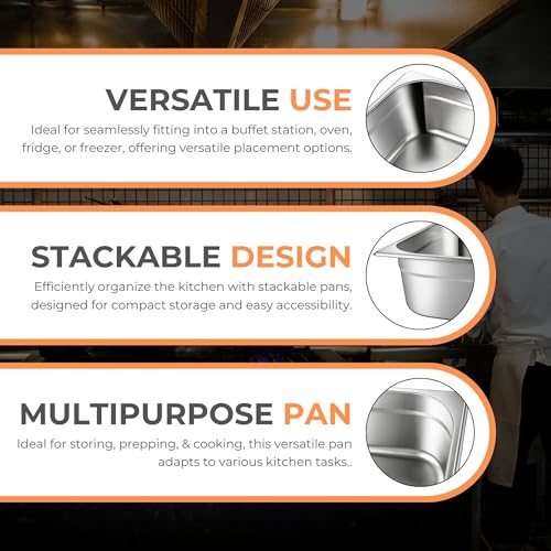 Image of HS Stainless Steel GN Pan Sixth Size 1 /6 100mm Depth 1.5L Capacity Anti-Jam Design 100% BIS Certified Raw Material European Standard Made in India 17.6 x 16.2 x 10 cm Professional Kitchen Grade