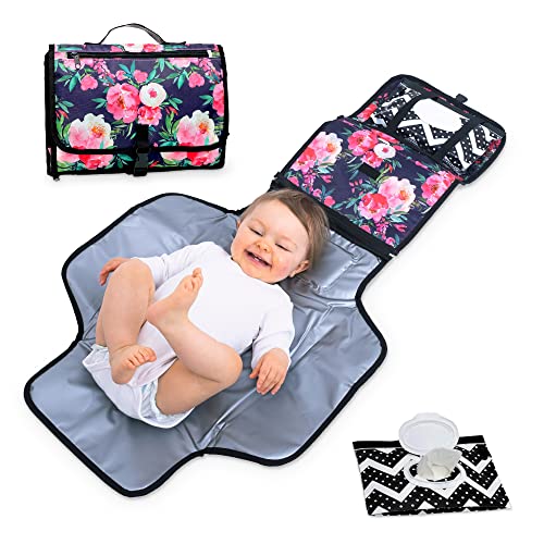 Image of Bliss n' Baby Baby Changing Pad for Newborn Girl & Boy - Diaper Changing Pad with Wet Wipe Pouch - Thick Foam Padded Baby Changing Mat, Portable Changing Pad for Baby, Waterproof Changing Station