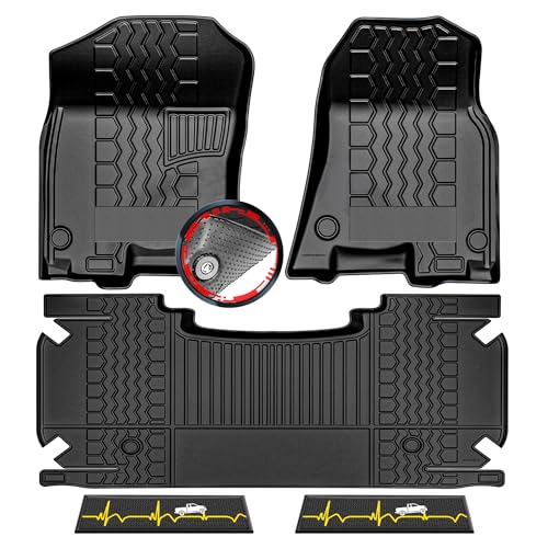 Anti-Slip 5Pcs All-Weather Car Floor Mats for 2019-2024 Dodge Ram 1500 New Body Crew Cab | Rubber Truck Floor Liners with Weather Strips | Automotive Carpet for Winter, Ski, Hunting, Camping