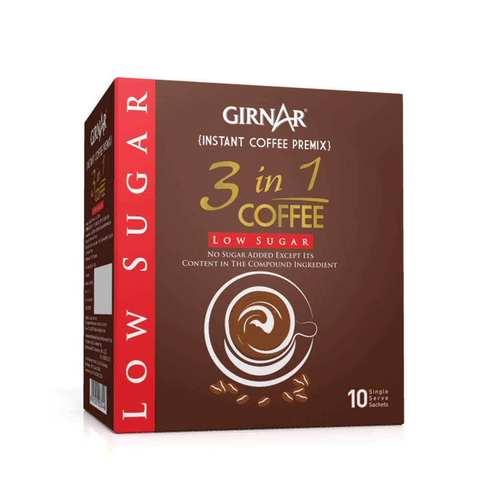 Girnar Instant Coffee 3 In 1 (10 Sachets - Low Sugar), Ground, Box (B081VM2SHM) Amazon Price History, Amazon Price Tracker