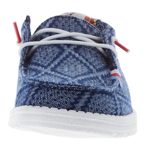 Image of HEYDUDE Women's Wendy Boho Slip On Shoe, True Blue Size 5 | Lightweight Casual Loafer with Memory Foam Insole