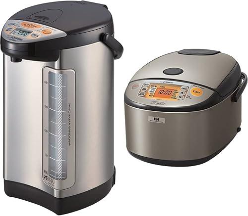 Zojirushi America CV-DCC50XT VE - Caldera de agua híbrida y calentador, 5 litros, acero inoxidable marrón oscuro y Zojirushi NP-HCC18XH sistema de