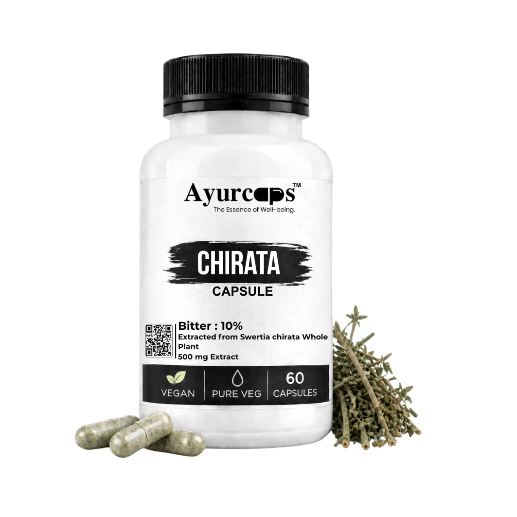 Chirata Capsules 500mg, Chirayata Whole Plant Extract With 10% Bitter, Supports Liver Health, Digestion And Natural Detox, Supports Blood Purification And Immune Wellness, 60 Veg Capsules-image-38