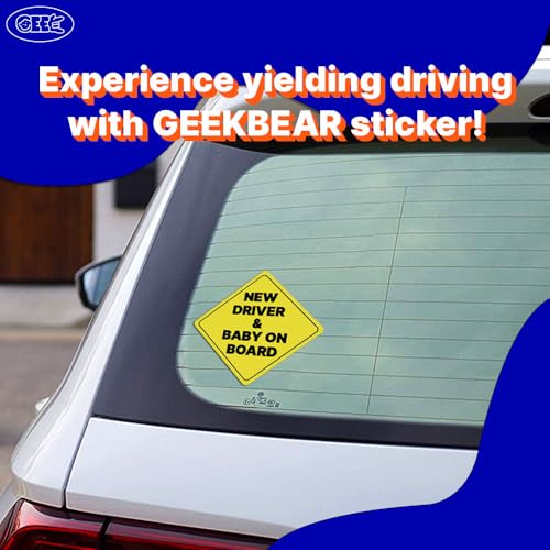 Placa adhesiva para coche bebé a bordo GEEKBEAR amarillo impermeable 3