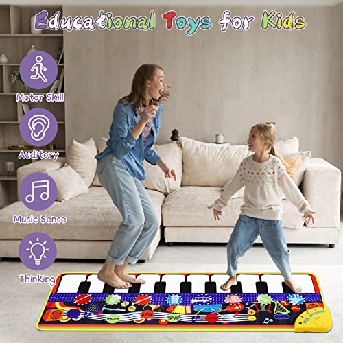 Best Piano Mats: make your kids happy with their footsteps on musical layout 16 Musical Piano Mat for Toddlers - 28 Music Sounds Floor Piano Keyboard Dance Playmat - Toy & Gift for Kids 1-5 Years Old Boys Girls #3