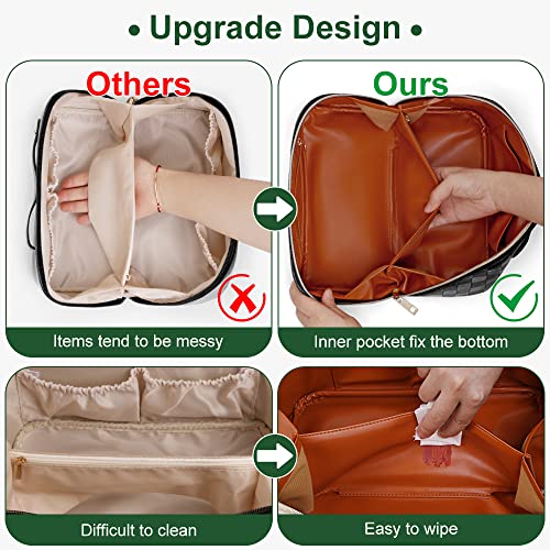 Cessfle Travel Makeup Bag, Checkered Makeup Bag Large Capacity Cosmetic Bag, Parallel Makeup Bag Large Makeup Bags for Women with Handle and Divider4