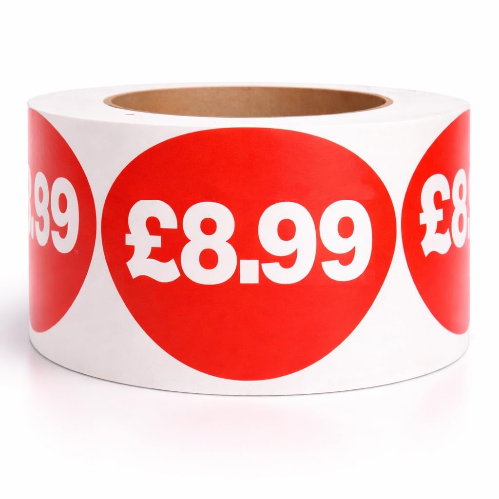 ยฃ8.99 Self Adhesive Stickers Sticky Labels Price Labels for Retail Price Display 45mm Diamter Roll of 500 Stickers