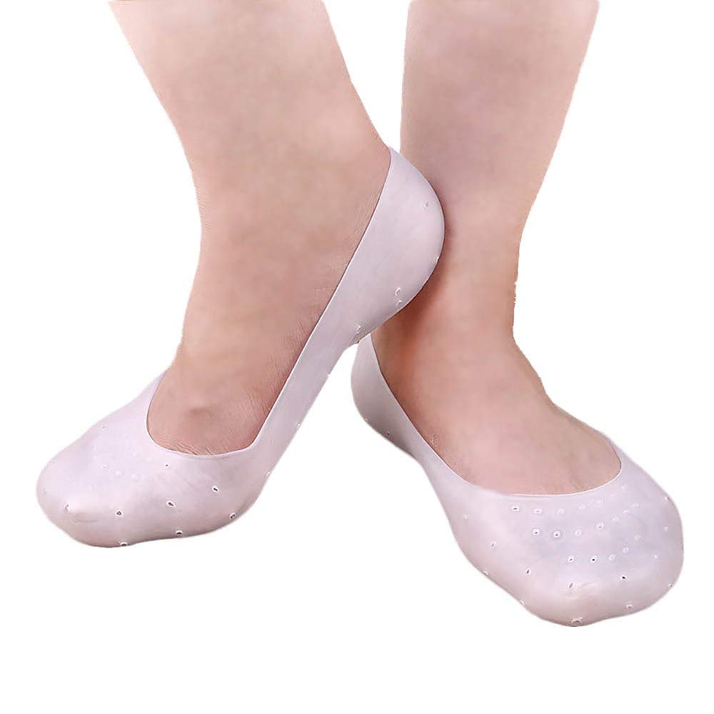 we3 Anti-Crack Full Length Silicone Gel Foot Protector Moisturizing Socks For Foot Care And Heel Cracks(skin) (Light Pink)