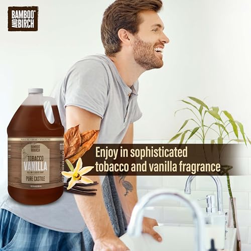 Image of BAMBOO AND BIRCH Pure Castile Soap Liquid, Certified Palm Oil Free Natural Soap, Tobacco Vanilla, 64 oz