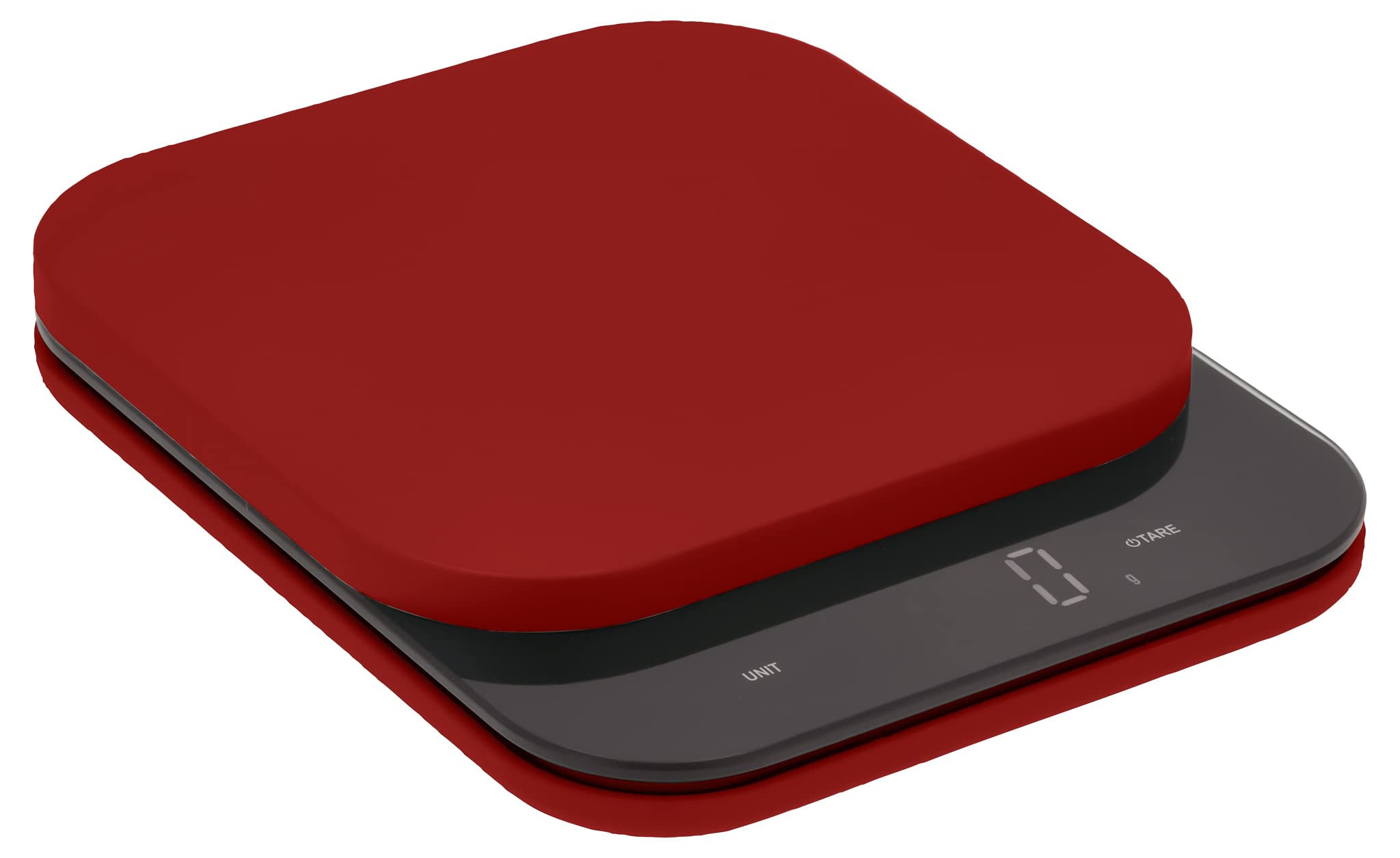 Rosti Mensura - Bilancia da cucina digitale con ciotola e funzione tara, peso massimo 10 kg, 16,5 x 20,3 x 3,5 cm, colore: Rosso