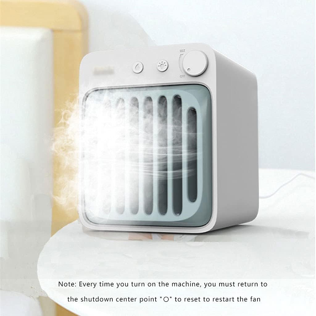 Portable Air Conditioner Double Ice Crystal Water Cooling Humidifying Spray Air Conditioner Fan Ultra-Quiet and Large Air Volume 7-Color Ambient Light USB Cable Quiet Strong Wind