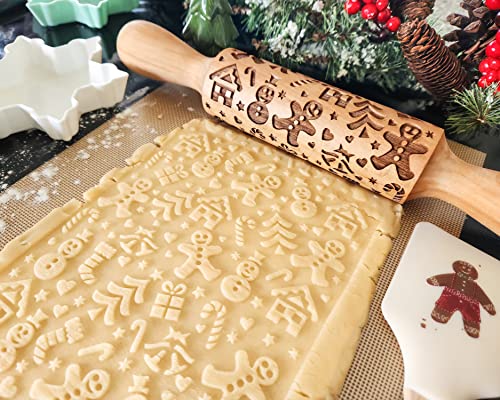 Gingerbread-Embossed-Rolling-Pin Gingerbread Embossed Rolling Pin