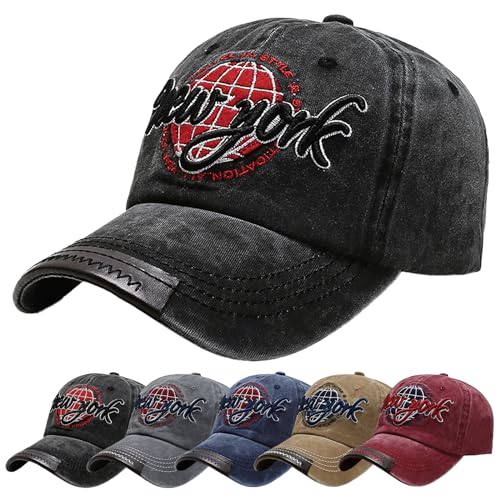 Baynetin Baseballkappe Herren Einstellbare Retro Baseball Hut, Baumwolle Sommerhut Sonnenhut Sportlicher Draußen Kappen Hüte Gestickte Verstellbar Sonnenschutz Basecap (Schwarz)