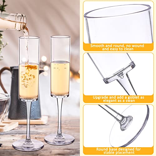 Gerrii 18 Pack Acrylic Stemmed Champagne Flutes Unbreakable Plastic Champagne Glasses Reusable Wine Toasting Goblets Crystal Disposable Cocktail Cups For Party, Wedding, Anniversary, Birthday, 5.6 Oz #TOP3