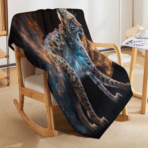 Couverture Lynx en flannel douce et chaude 130x150cm pour le lit