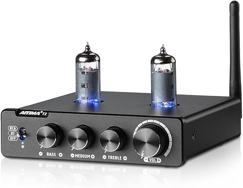 Actualización preamplificador de tubo AIYIMA T2 6K4 Bluetooth 5.0 con control de agudos y bajos, preamplificador de audio HiFi para sistema