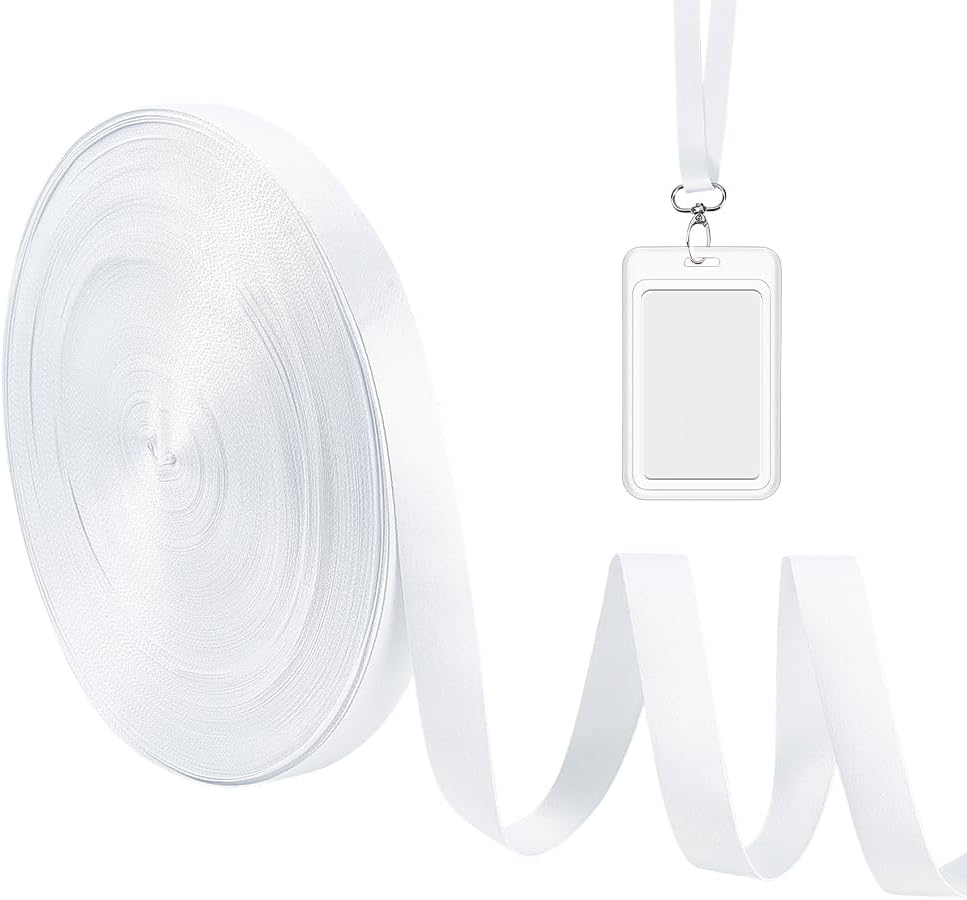 NBEDAS 358 ft White Polyester Sublimation Webbing, Heat Transfer Printable Blank Strap Roll for Lanyards ID Badges, Sewing DIY Craft Projects, 25mm