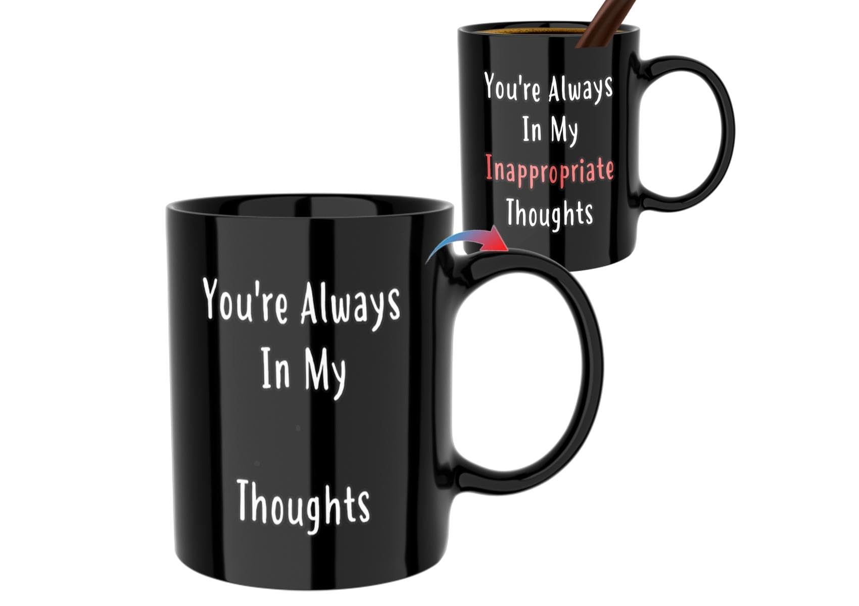 Onebttl Funny Gifts for Girlfriend Wife, Girlfriend Gifts for Her, Birthday Gift for Girlfriend Wife from Boyfriend Husband, 12oz Heat Sensitive Magic Coffee Mug-Thought