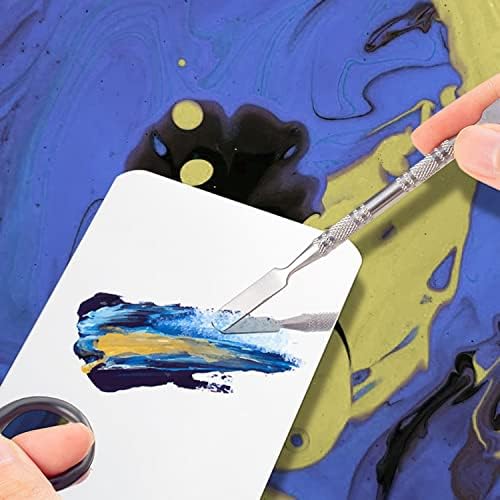 4Pcs Makeup Mixing Palette Set, Stainless Steel Cosmetic Makeup Palette with 2 Spatula for Foundation Makeup Tools Eyeshadow Nail Art