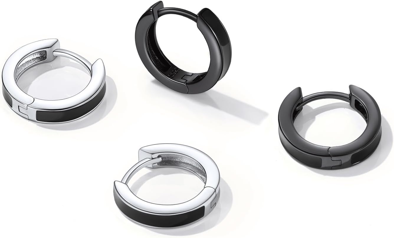 ChicSilver Hoop Earrings Men 925 Sterling Silver Mens Earrings Hypoallergenic Earrings for Men Gift for Dad