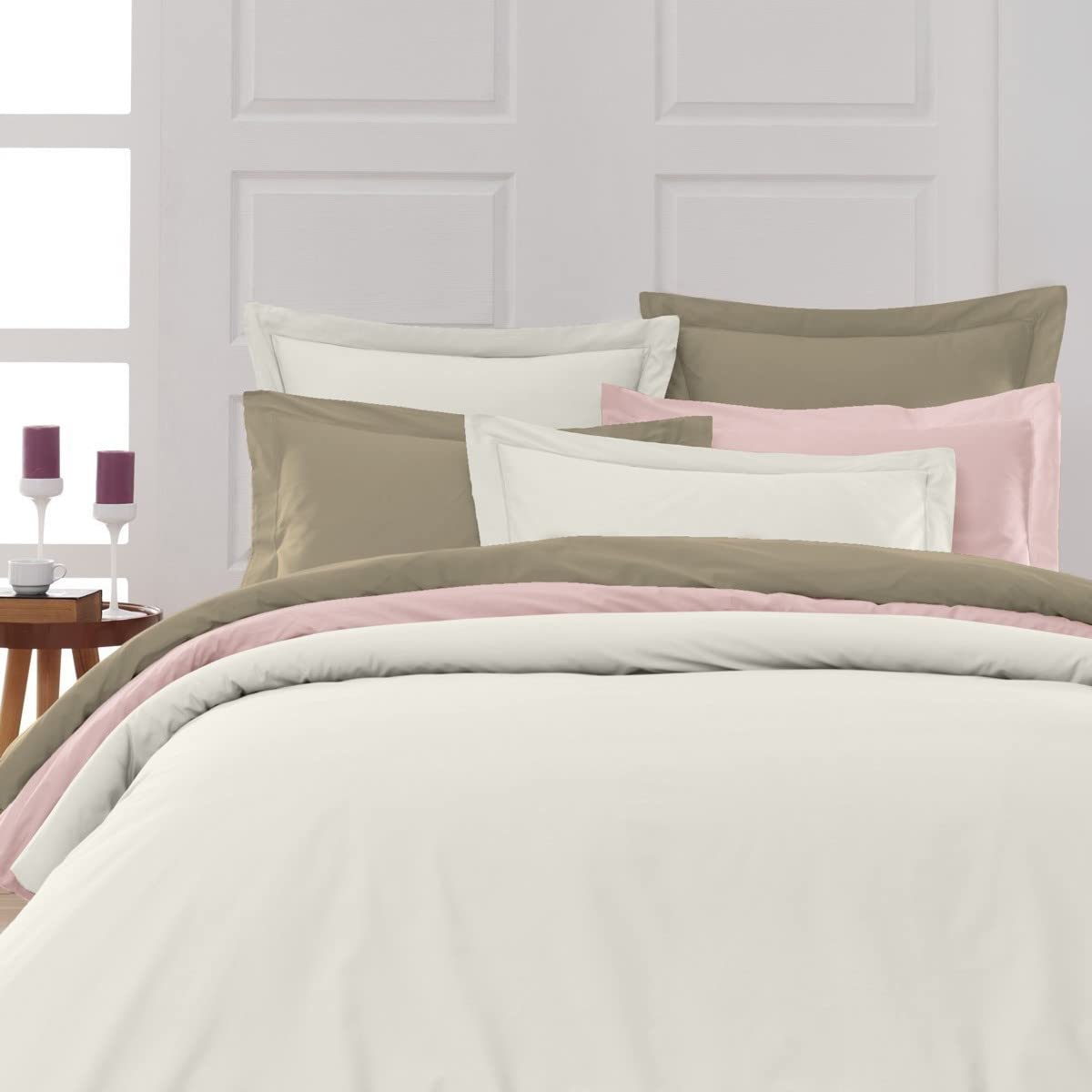 Home Cassiopee to80pe-ecr Set of 2 Pillowcases 80 Count Percale Ecru 50 x 70 cm, Off-white, 50x70 x cm - Image 4