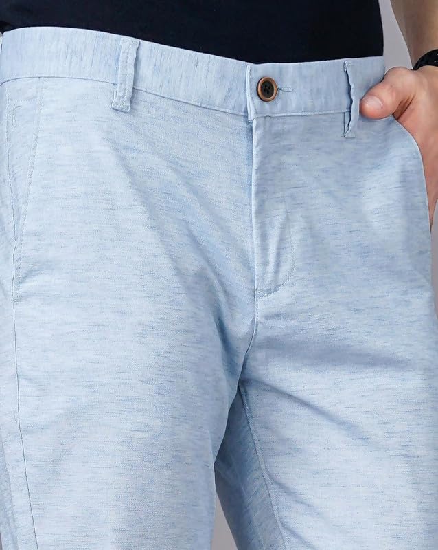 Image of British Club 100% Cotton Slim Fit Flat-Front Trousers for Men | Tailored Design for a Clean Look | Versatile for Office & Casual Wear | Lightweight Breathable Fabric | Black