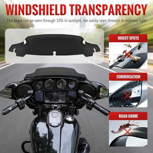 Tvitano Black 4.5" Motorcycle Wave Windshield Windscreen Compatible for 2014-2023 Harley Davidson Touring Street Glide Electra Glide Tri Glide FLHX FLHXU FLHTC FLTR FLTR FLHTK FLHXSE by Tvitano - Used condition - Image 2