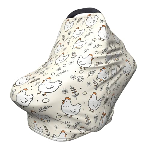 Image of Chicken Hen Egg Baby Stuff Car Seat Cover for Baby,Mom Nursing Breastfeeding Covers,Multi-Use Car Seat Canopy Carrier Cover,Stroller Cover Newborn Shower Gift for Boys Girls