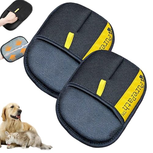 Pure Path Pet Hair Remover Glove Electrostatic Pet Hair Remover Glove for Dogs and Cats Cat Hair Removal Brush Pet Grooming Supplies for Clothing Couch Carpet Car Seat Bed Laundry (2Pc)