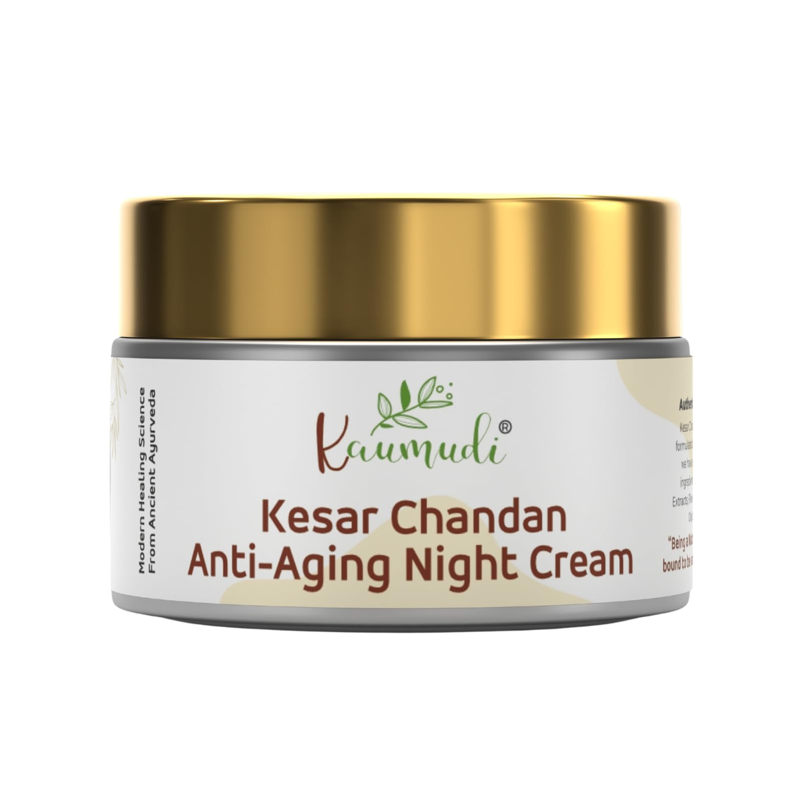 Kaumudi Kesar Chandan Anti-Aging Night Cream | Made with Shata Dhauta Ghrita (100 Times Washed Ghee) | For Women and Men | Handmade with Natural Ingredients | For Signs of Aging, Fine Lines, Wrinkles | Reduces Sun Damage & Pigmentation | Hydrate & Moisturizes | All Skin Types | No Artificial Color | No Artificial Fragrance | Sulphate, Paraben & SLS free | 40 GM / 1.41 fl Oz