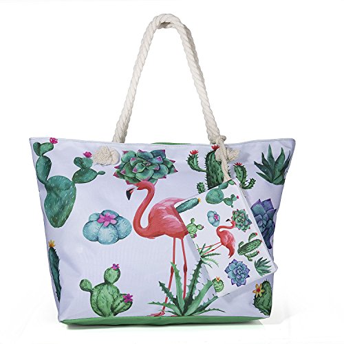 ZEWOO Bolsa de Playa, Bolsa de Playa de Lona Mujer Grande Bolso de Mano Shopper Bolsa Bolsa De Verano (verde)