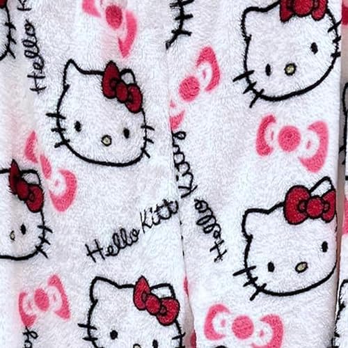 Image of BIUGNVW Anime Pajamas Pants Women Cartoon Family Christmas Pajama Pants Kawaii Flannel Pajama Pants Black and Pink