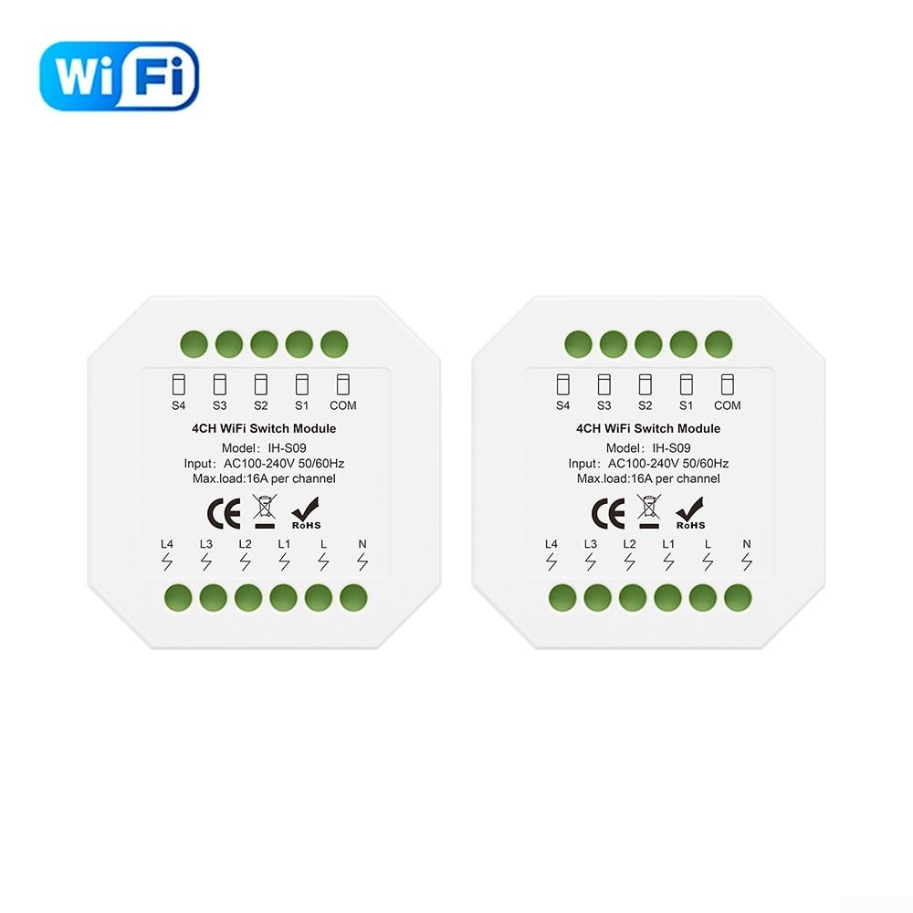 4-Kanal WLAN Smart Schaltmodul, 100-240 V AC, 16 A pro Kanal, für Tuya und für Zigbee, für intelligente Haussteuerung(4-channel WiFi)