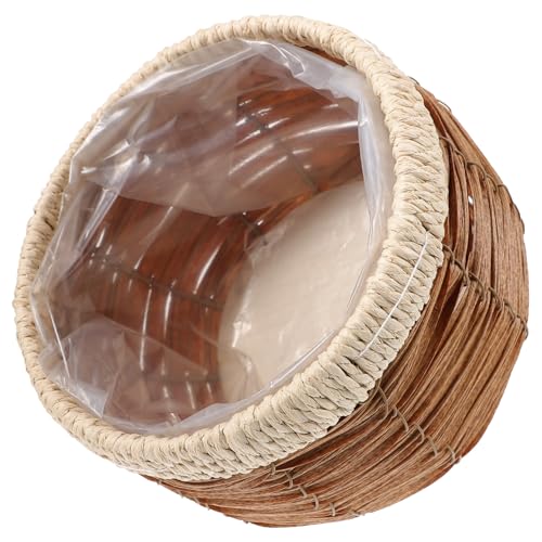 Kisangel Panier de Rangement Tissé Style Pastoral pour Plantes Cache-Pot avec Doublure Corbeille Fleurie pour Jardin Intérieur et Terrasse