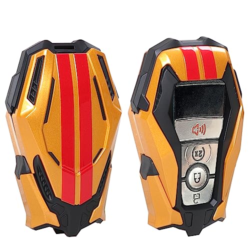 RERPRO Fit for Ford Key Fob Cover Compatible with 2021 2022 2023 2024 2025 Ford Bronco/Bronco Sport / F150 Accessories Key Case Key Shell Key Fob Full Protector Holder, 1 Pack Yellow with Red Strip