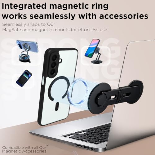 Image of RIGGEAR Shockproof Sleek Hybrid Armor Magnetic Back Cover Case Compatible with MagSafe Accessories for Samsung Galaxy A27 5G (Clear PC + Black TPU Bumper)
