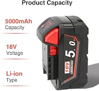 Acumulator de schimb Powarobor M18B5 18V 5.0Ah compatibil cu Milwaukee M18 48 11 1850 3