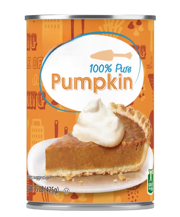 100% Pure Pumpkin Puree, 15 Oz Can, Unsweetened Canned Pumpkin For Baking And Cooking