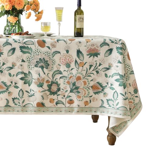 patdrea Designer Green Square Table Cloth,Vintage Italian Floral Durable Tablecloth,Country