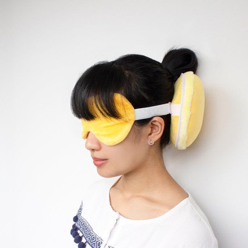 Travel Neck Pillow with Eye Mask for Kids and Teenagers, Airplane Travel Accessories for Sleeping, Multicolor Design(Pack of-1)