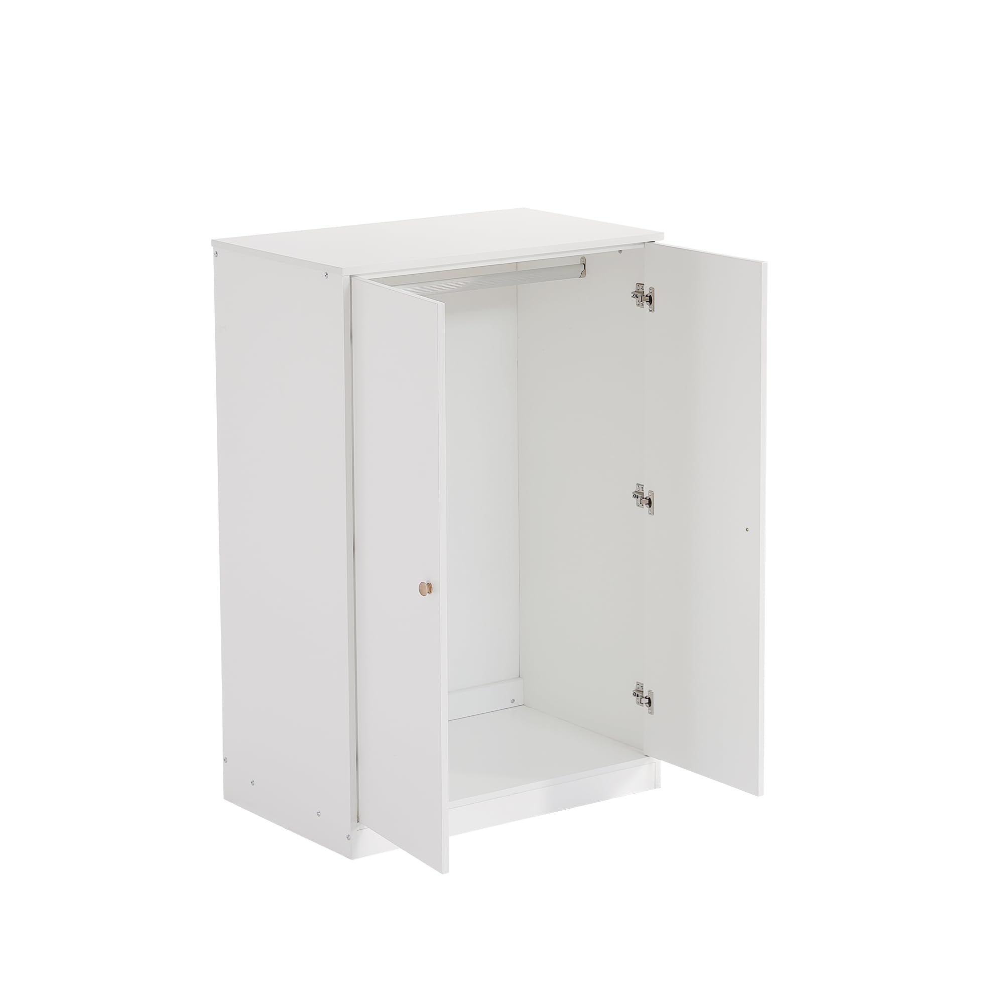 Kleiderschrank mit Stange, Doppeltürig, 80 x 50 x 120 cm, Weiß