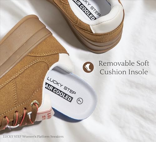 LUCKY STEP Women's Platform Sneakers Fashion Chunky Retro Walking Shoes Casual Comfortable Tennis Trainers4