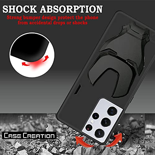 Image of COVERLY Official 3D Touch Feel Trending Real Hero Avengers Logo Mask Soft Rugged Grip TPU Iron Man Super Power Cartoon Movie Silicone Matte Strong Back Cover for Samsung Galaxy S21 Ultra -Black