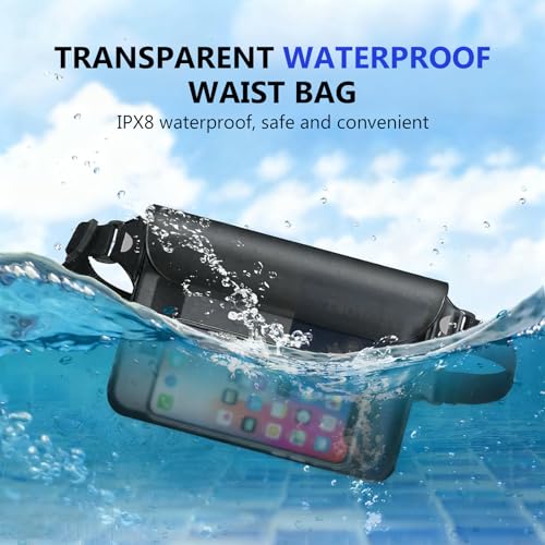 Galenecx 2 Piezas Bolsas Impermeable, Bolsa de Cintura Impermeable con Correa Cintura, Resistente y Muy Ligera Bolsa Estanca Impermeables, para Playa, Piscina, Natación, Kayak - imagen 4