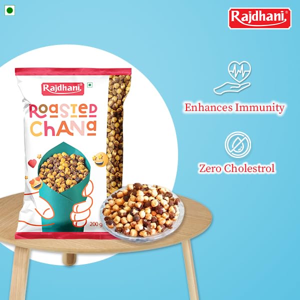 Image of Rajdhani Roasted Chana 200g | Without Skin | High Protein Snack | Healthy Roasted Chana Whole | Ready-to-Eat | Fibre Rich & Gluten Free