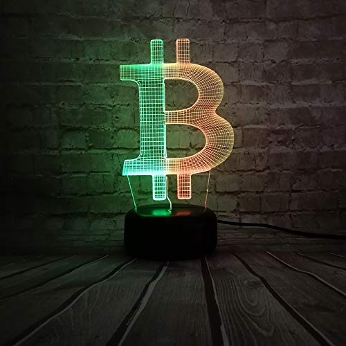 Preisvergleich Produktbild Bitcoin 3D Lampe Nachttischlampe, Nachtlicht Fürs Kinderzimmer, Led Lampe Fürs Wohnzimmer