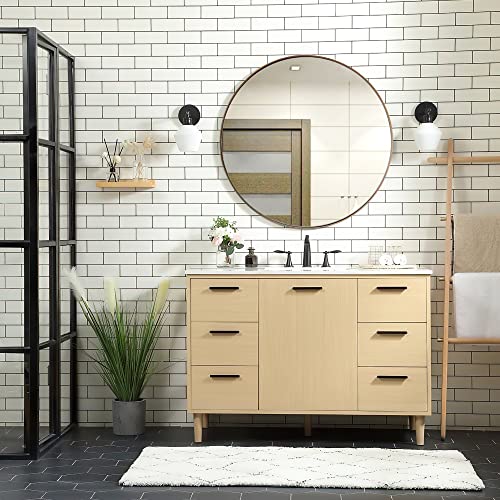 Round Bathroom Mirror Stainless Steel Gold Round Mirror 18 Inch Small Modern Wall Mirror Metal Frame Circle Mirror Wall Mounted Decorative Mirror For Vanity Bedroom Living Room Entryway #TOP6